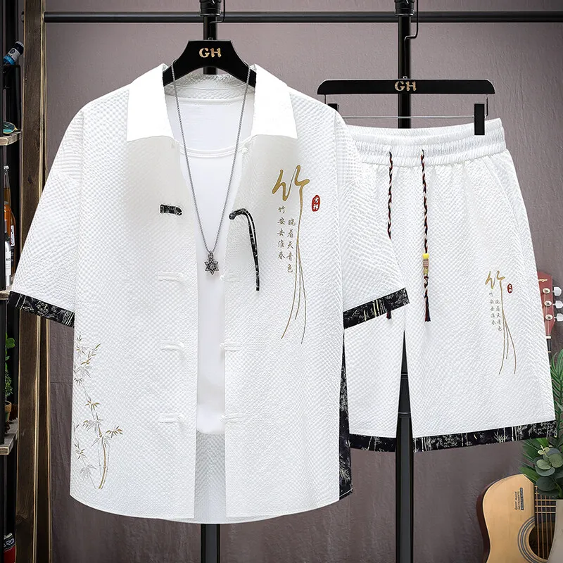 

Shirts + shorts 2025 new style summer fashion Sportswear Men's Casual Sets Male Fashion shorts and shirts men full size M-4XL ﻿