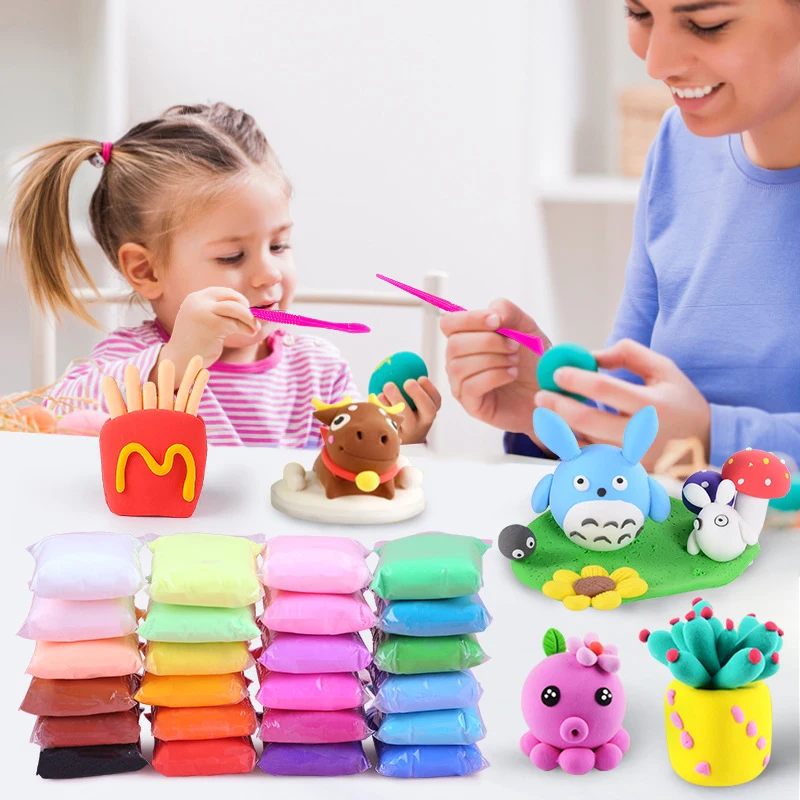 Plastilina de colores para niños, arcilla educativa de textura suave y secado al aire para modelar, juguete creativo para manualidades, regalo para