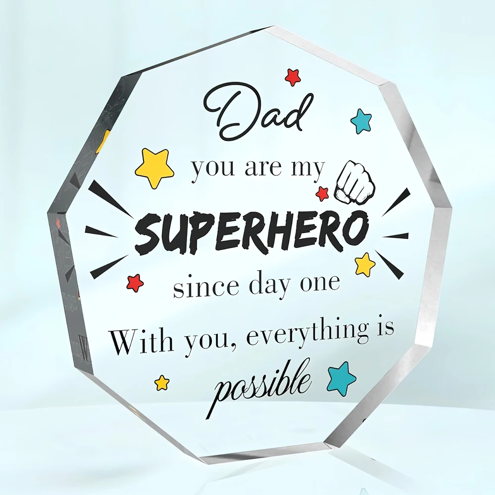 Fathers Day Dad Gifts for Men from Son Daugther Sentimental Gift Clear Acrylic Plaque Home Decor House Decorations Unique Father