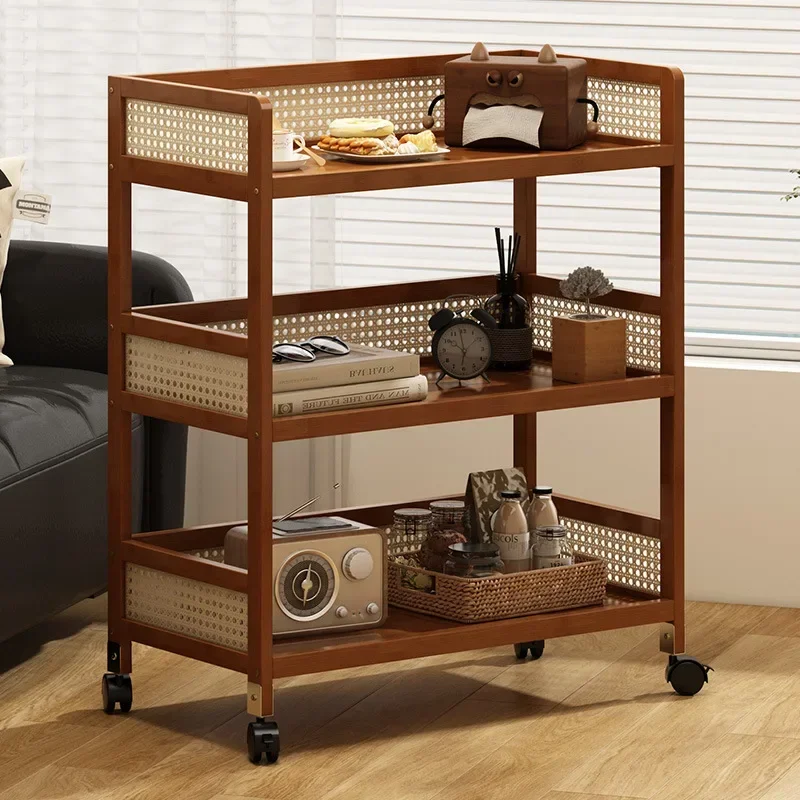 New model Mobile coffee table trolley baffle rack multi-layer snack storage rack