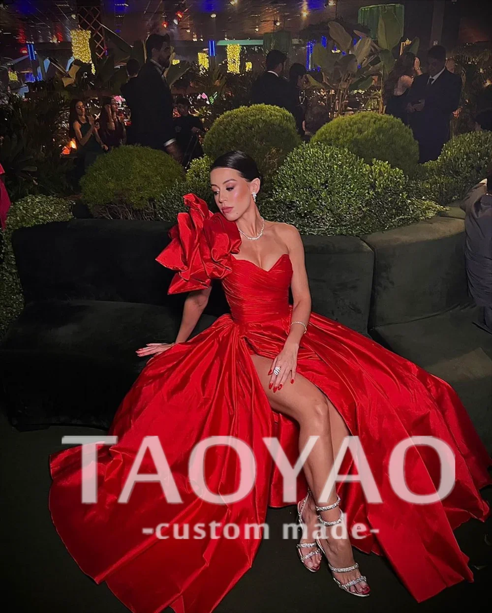 

Red Satin A-Line Wedding Dress Prom Dress Customized Formal Evening Dress Elegant Ladies Dinner Party Dresses Vestidos De Noche