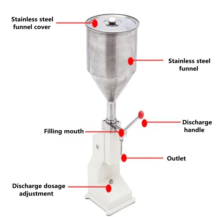 12L Hopper 5-50Ml Mini Honey Filling Honey Manual Filling Machine