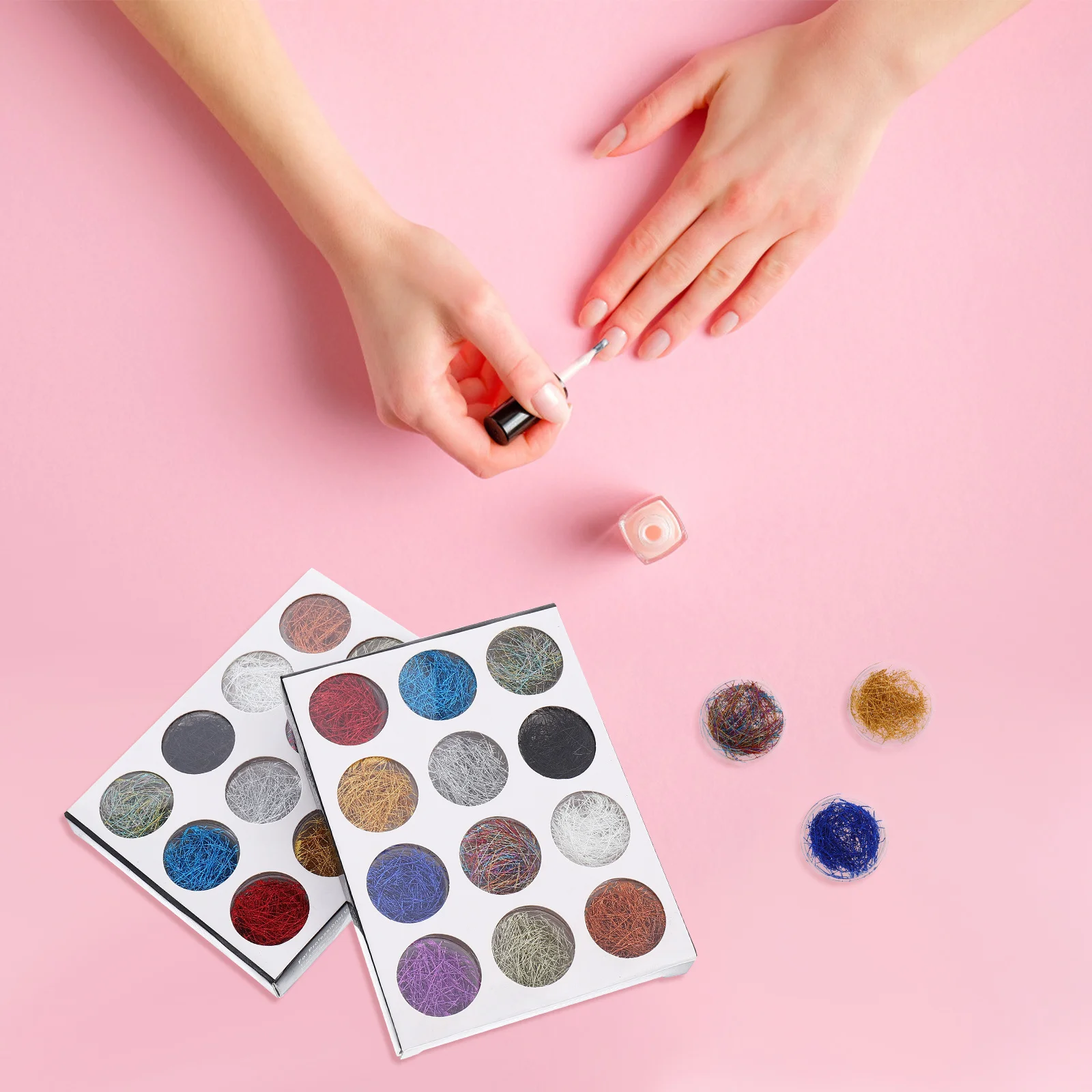 2 Boxes Nail Art Metallic Foil Flake Wire Leaf Silk 12 Colors Glitter Strips Gilding Strips DIY Accessories Manicure Supplies