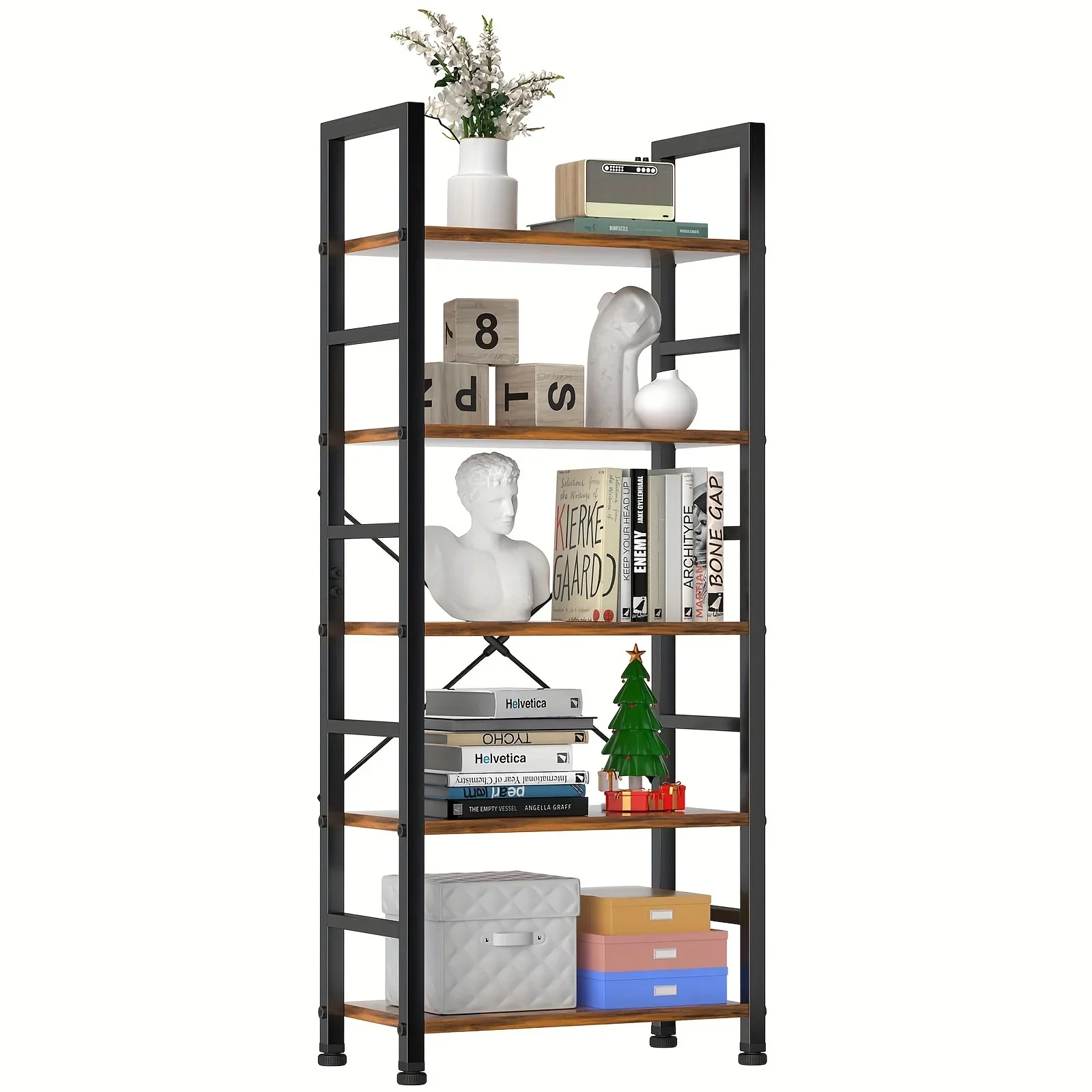 Modern Kitchen Shelves With 5 Layers Of Bookshelves Can Store Books Movies CDs Suitable For Living Rooms Homes And Offices