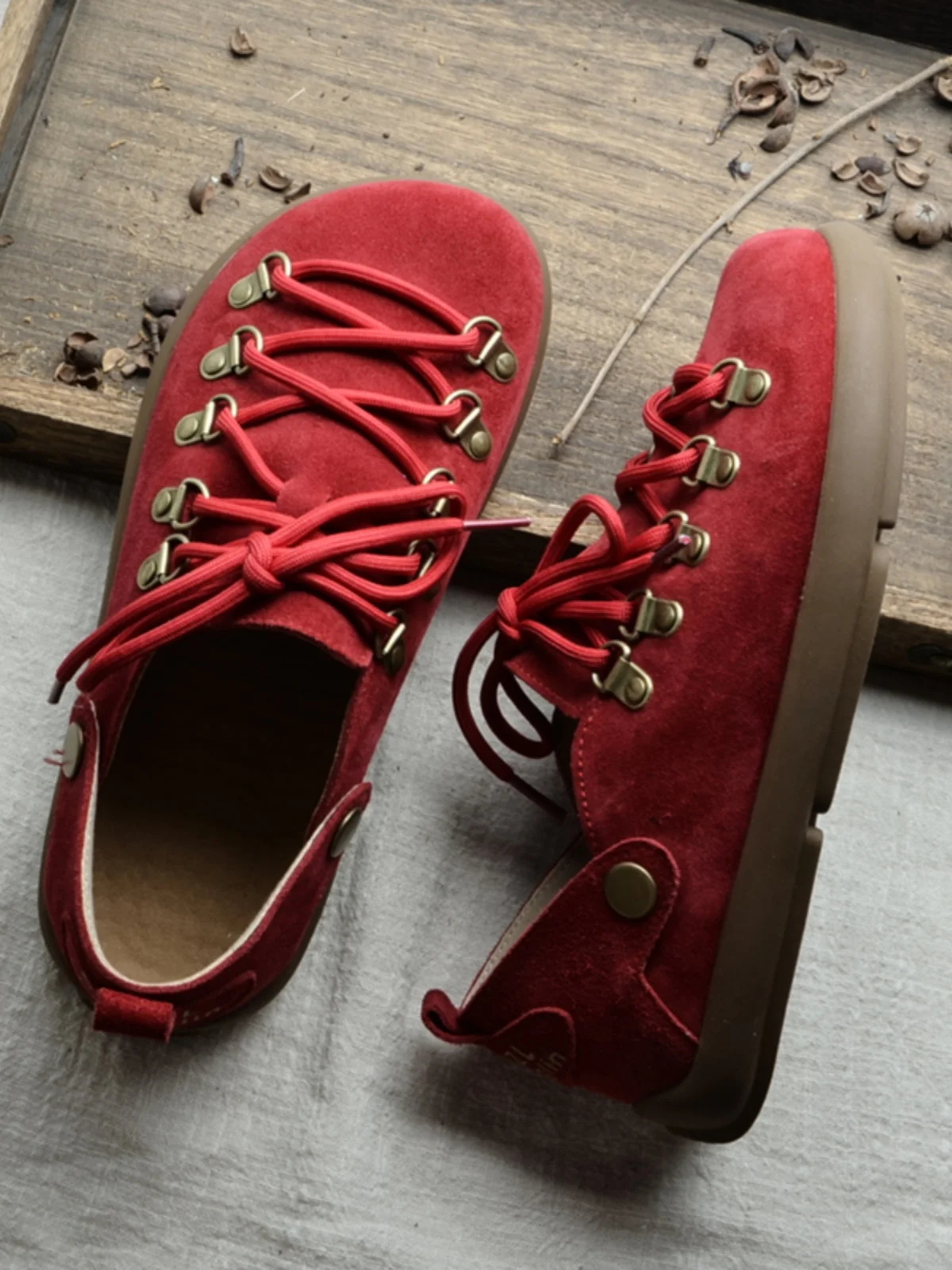 Careaymade-Genuine leather Plus Size women\'s shoes wider toe Flats Single Shoes Casual Shoes Lace Up Fashion Antislip shoes