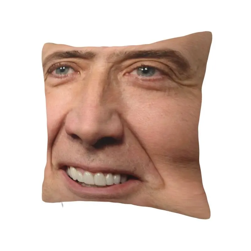 Luxury Nicolas Cage Cushion Cover 40x40cm Polyester Funny Meme Pillow for Car Square Pillowcase Home Decor