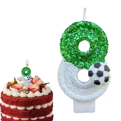 Football Fans Cake Topper Decoration Children's Birthday Candles 0-9 Number Birthday Soccer Fan Ball Candle FIFA World Cup Party