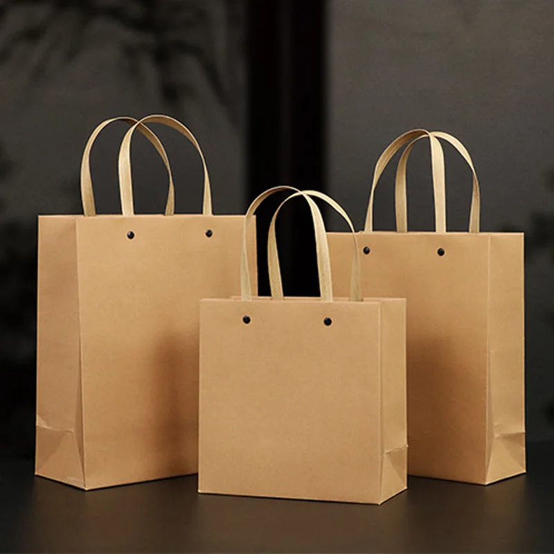 100Pcs/Lot Red Thicken Kraft Paper Gift Bags With Handles For Small business Wedding Birthday Party Favor Bags Jewelry Packaging