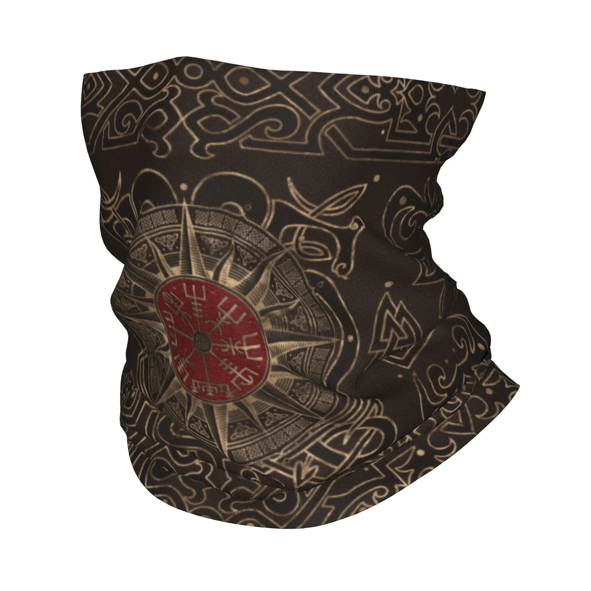 Custom Vegvisir Viking Compass Neck Gaiter Women Men Windproof Winter Vikings Valhalla Bandana Scarf for Hiking