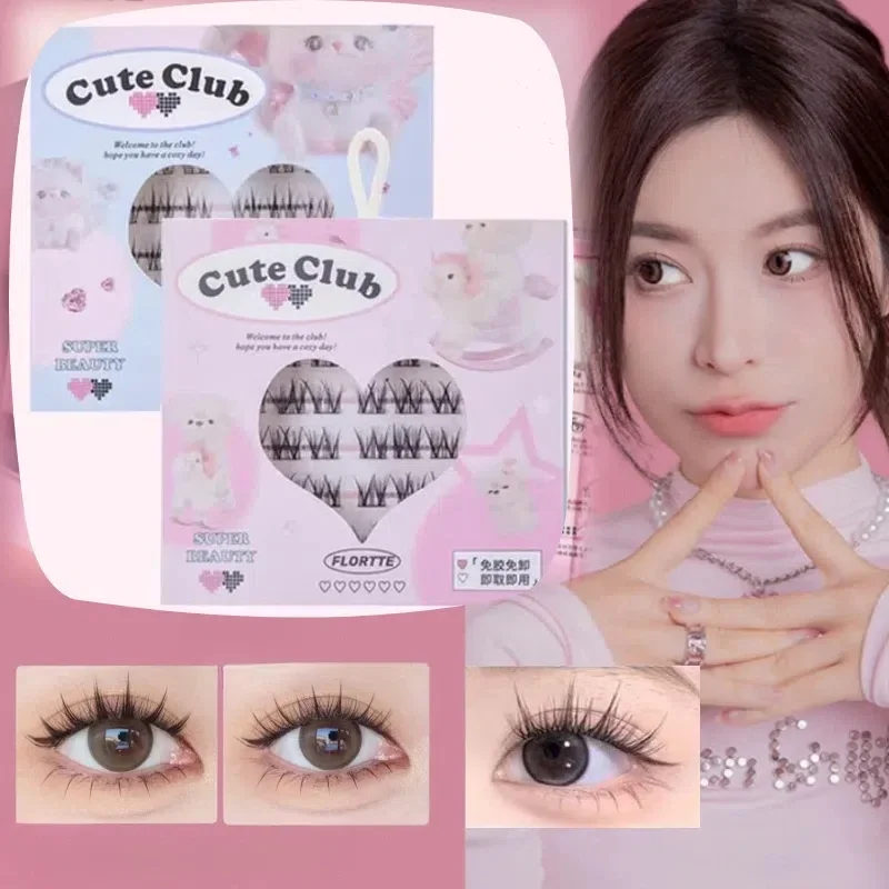 FLORTTE Glue-free Self-adhesive False Eyelashes Segmented Natural Long Thick Lashes Extension Cute Style Comfortable Cosmetics