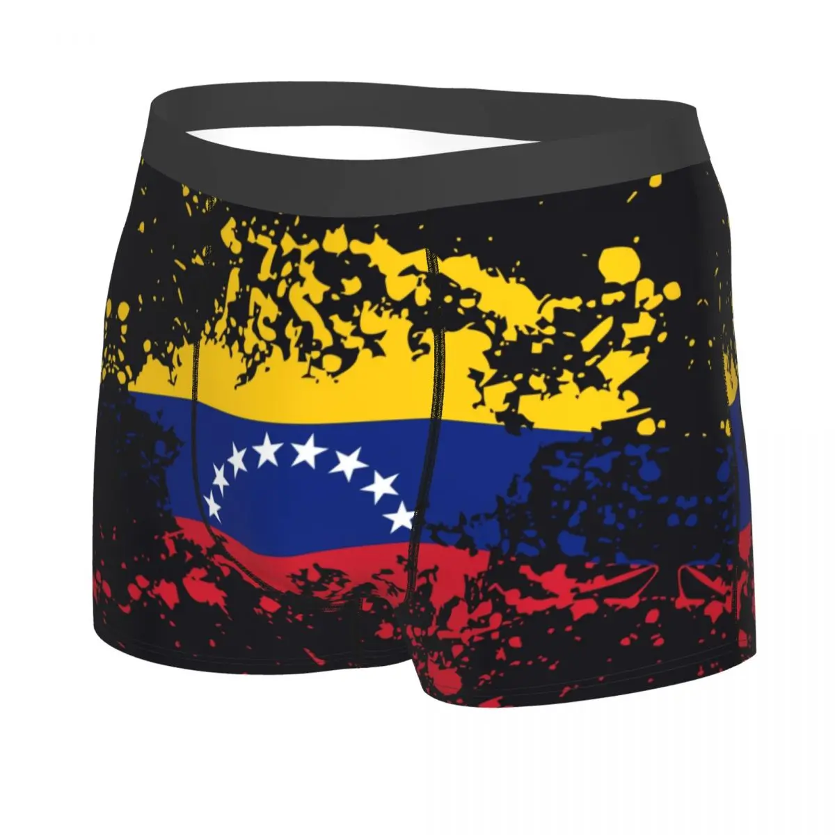 Custom Venezuela Flag Ink Splatter Underwear Printed Bolivarian Republic of Venezuela Boxer Shorts Panties Breathable Underpants