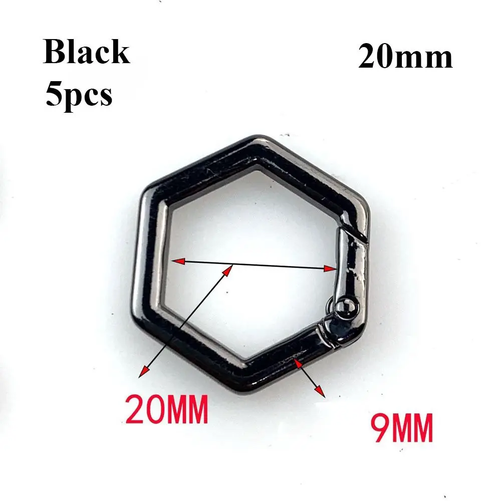 5pcs New 20/25/32mm Spring Hexagon-Ring Buckles Black Gold Silver Hexagon Shape Bag Belt Buckle Plated Gate Purses Handbags