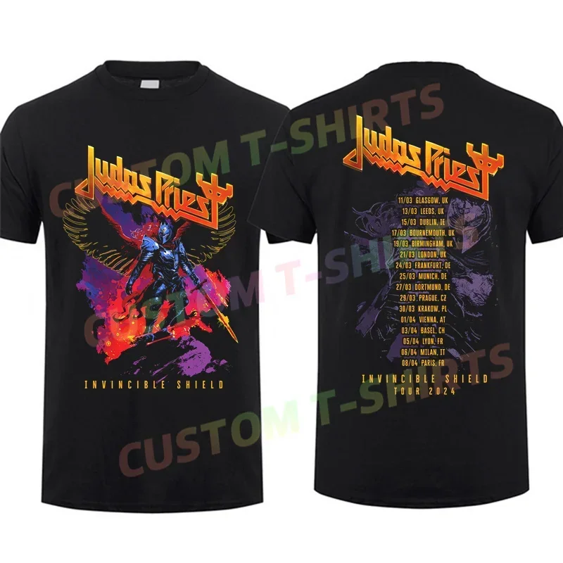 

2026 Men Summer T Shirt Judas Priest The Invincible Shield Winged Man Tour 2026 Tour T-shirt Short Sleeves 100% Cotton S-3XL