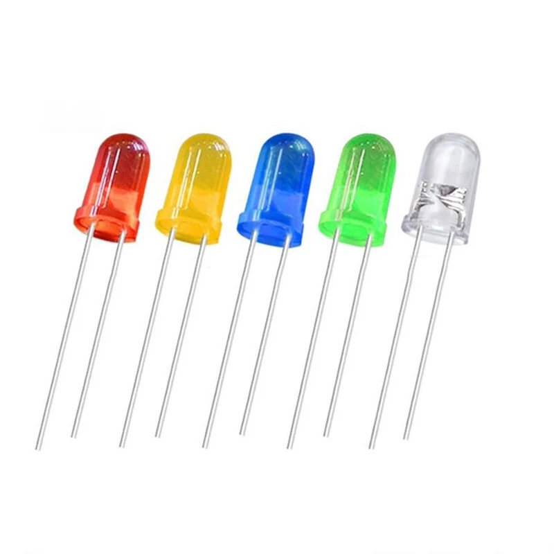 Mixed Color LED Diode Kit, vermelho, verde, amarelo, azul, cor branca, 5mm, 100 Pcs/Lot