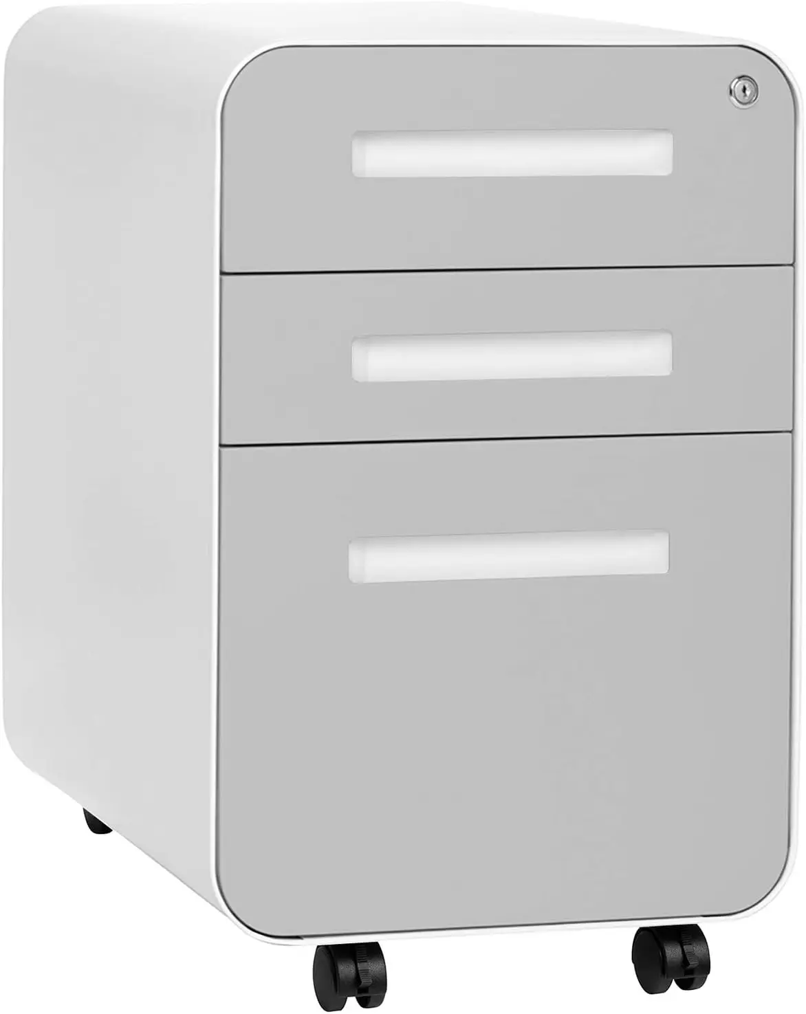 

3 Drawer File Cabinet with Lock - Under Office Desk Metal Filing Cabinet Legal/Letter File Folders Wheels and Stationary Feet