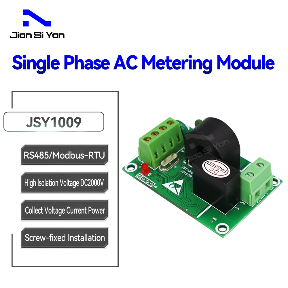 JSY1009 50A Single Phase AC Metering Module PCBA RS485 Modbus-RTU Screw-fixed Installation Energy Meter