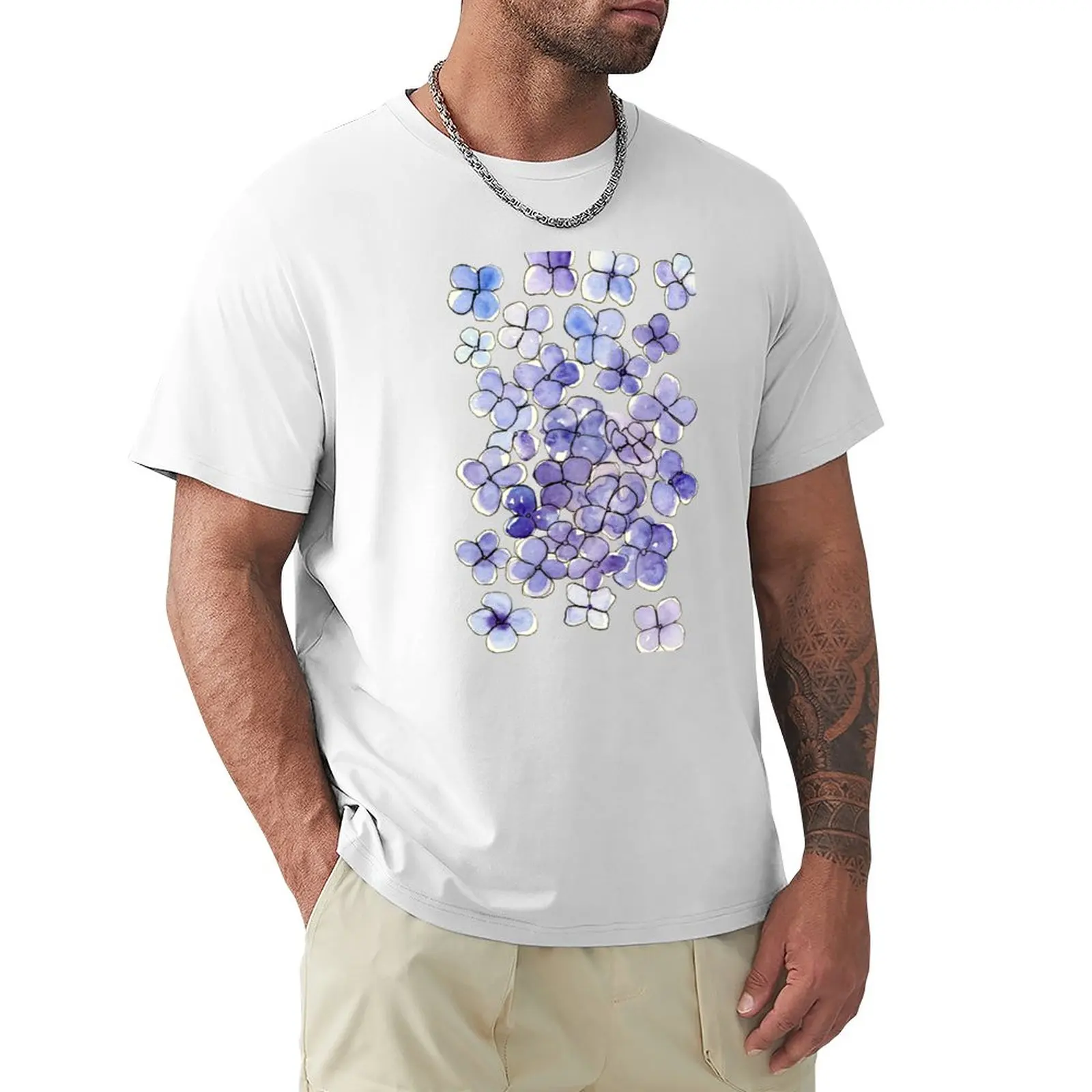 

Hydrangeas Flowers T-Shirt plus size tops summer tops quick-drying men clothings