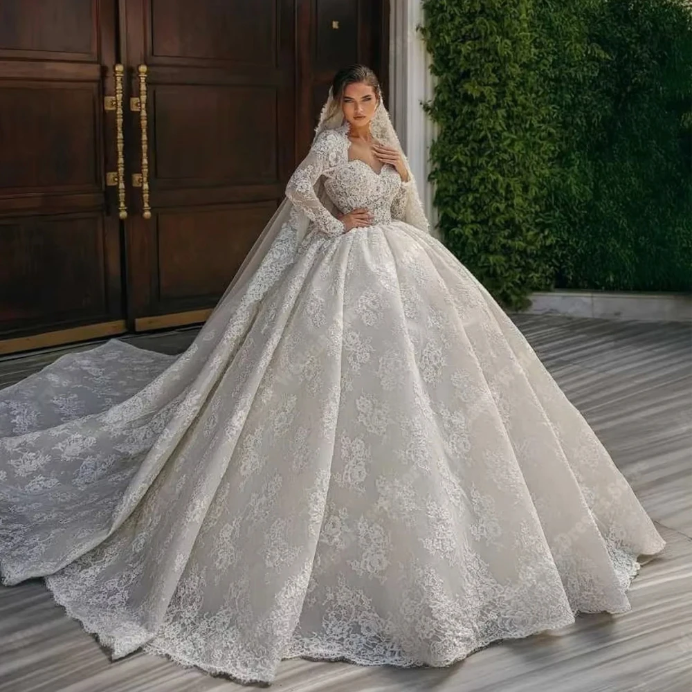 

Sweetheart Collar A-Line Women Wedding Dresses Elegant Lace Appliques Bridal Gowns Princess Banquet Vestido De Novia Customized