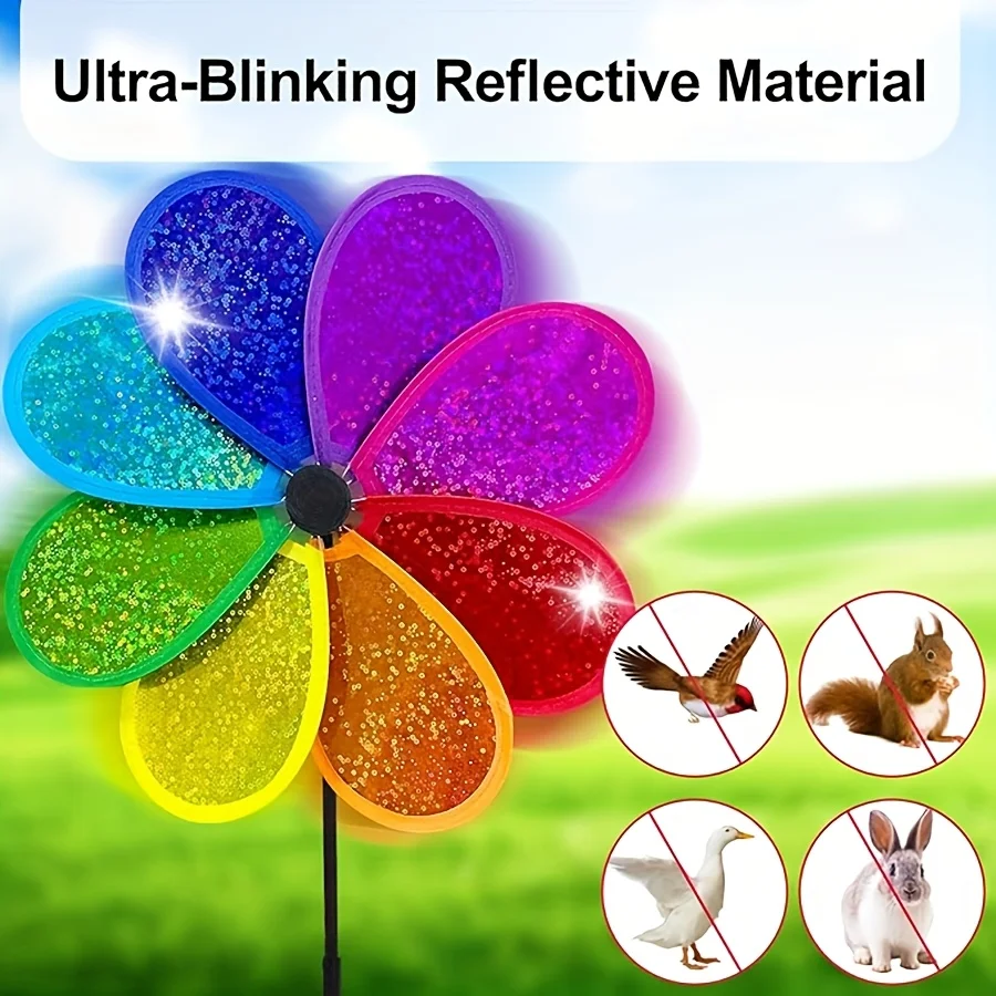 1pc Flower Wind Spinner Sparkly Lawn Pinwheel 29.97 cm Colorful Rainbow Garden Windmill for Garden, Party, Outdoor, Yard Decor
