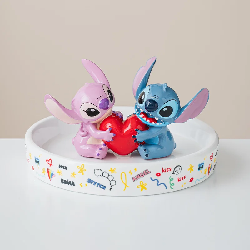 

Cute Cartoon Anime Perimeter Stitch Angel Jewelry Plate Cartoon Home Decoration Ornament Ring Plate Stitch Ornament Birthday Gif