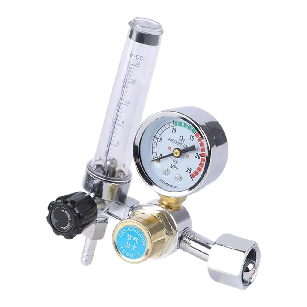 Mig/Tig Flow Meter Regulator, CO2 Argon Pressure Reducer Gauge Weld Flowmeter - 0-25MPa Standard Flow Meter, Welding Device