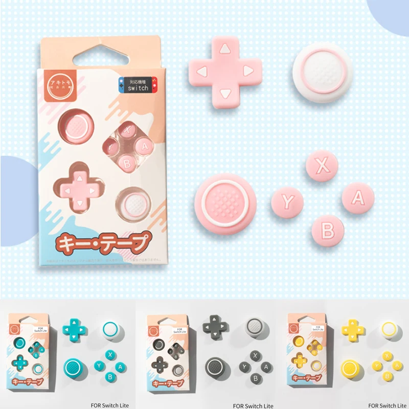 New Design Silicone Soft D-pad Cross Button ABXY Key Sticker Skin Case For Switch Lite NS lite Joy-con Thumb Stick Cap Cover