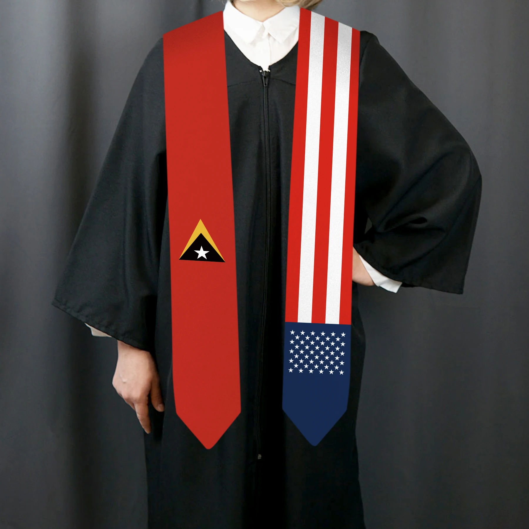 13x180cm USA And East Timor Flag Graduation Sash Bachelor Gown Accessory Graduation Sash Scarf