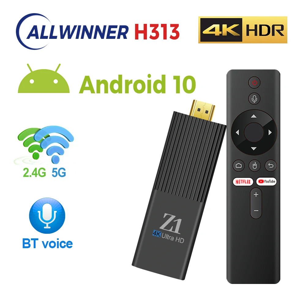 Z1 Dongle Smart TV Stick Android 10 Dual Wifi 4K HDR10 2GB 8GB Mini TV Stick Android 10.0 Smart TV Box Mini Home Media Player