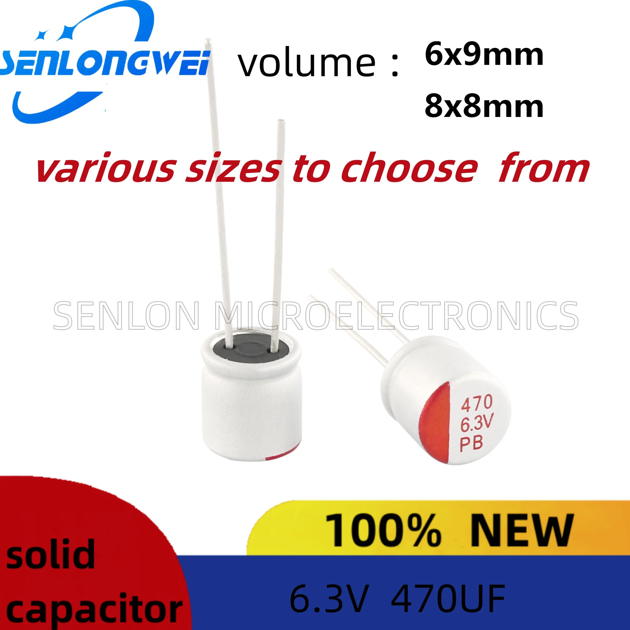 10pcs New 470UF 6.3V Capacitor volume 8x8mm Ultra Low ESR 6.3V470uF for Motherboard VGA Solid Capacitor 470UF6.3V 6*9mm