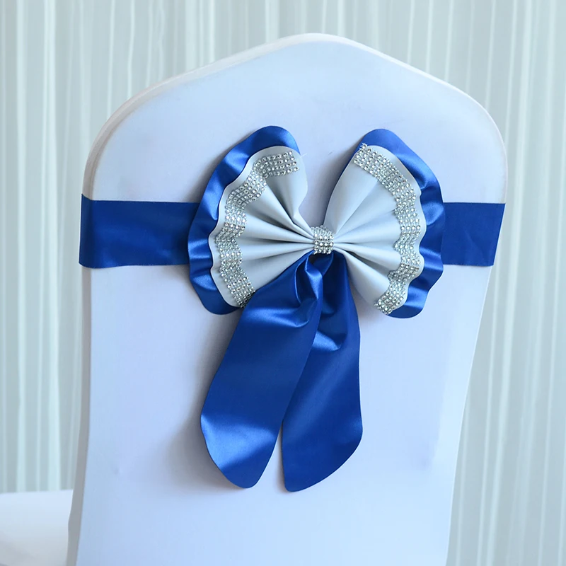 20PC Hotel Restaurant Wedding Banquet Elastic Free Ties Chair Back Flower Bow Chairs Decorative Ribbon Mariage Chair Sashes
