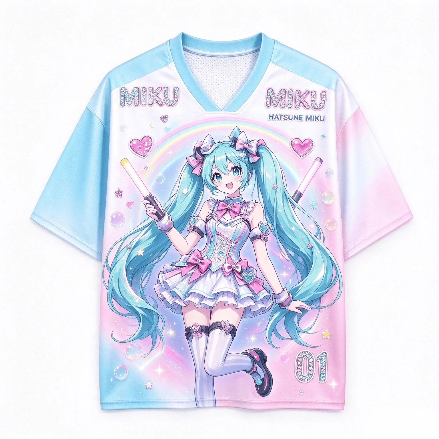 Hot 2026 Hatsune Miku 01 Jersey 3D Print T-shirt Family Matching Outfit Soft Breathable Printed Tee