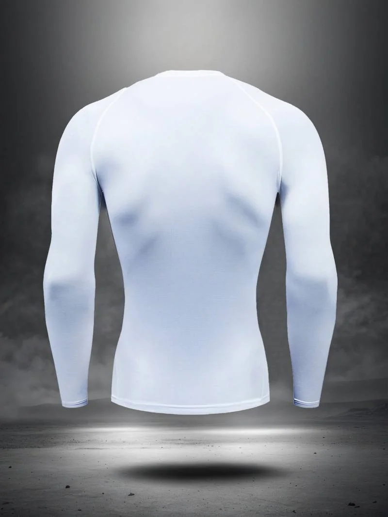Men's round neck quick drying compression long sleeved printed top - a must-have for high stretch fitness and outdoor sports - Image 5