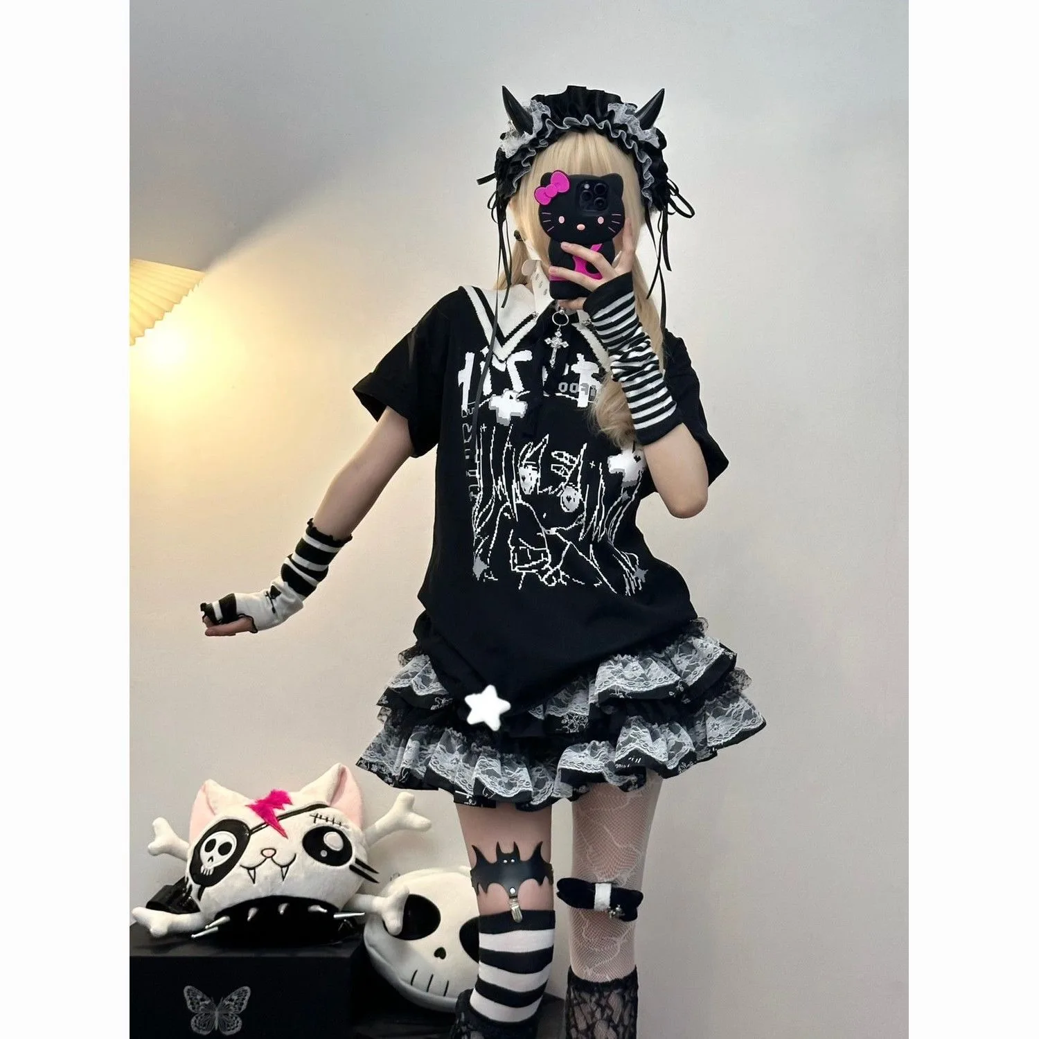 New Skirt Subculture Y2k Japanese Miniskirt Black Punk Harajuku Retro Mini Dress Party Skinny Lace Layered Puff A-line Skirts