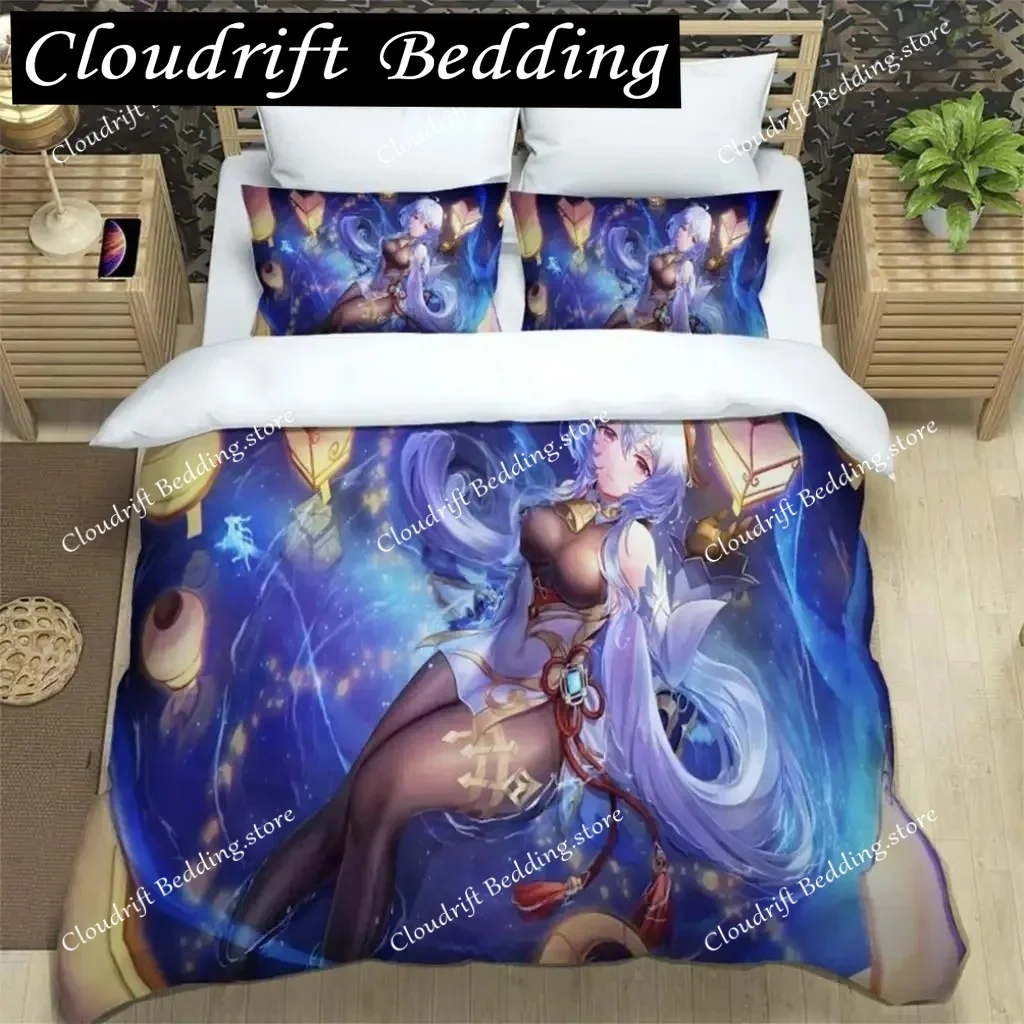 

Genshin Impact Digital Printed Polyester Bedding Set For Boys And Girls Three Piece Comfortable Soft Couple Gift Bedding Sets