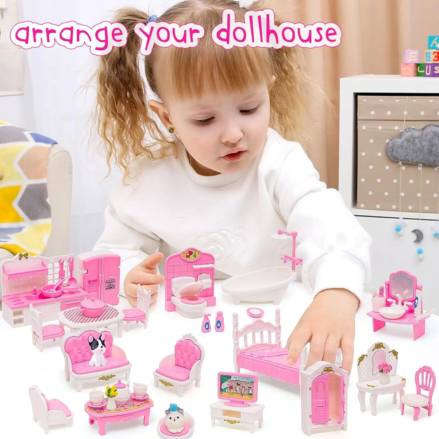 1:12 Casa delle bambole Camion dei gelati Lettino Simulazione Scena in miniatura Display Dessert Auto Letto a castello Bagno Cucina Giocattolo per ragazza