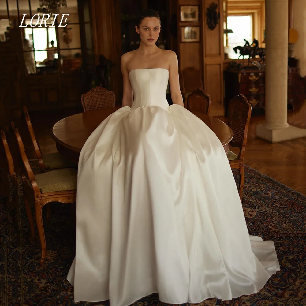 

LORIE Classical A Line Wedding Dress Strapless Bridal Dresses Simple Pleat Wedding Gown Customized 2026