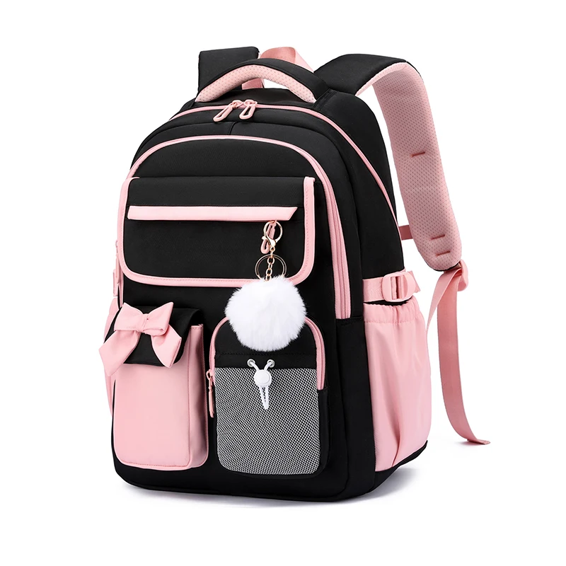 2026 new  Large capacity nylon school backpack for girls Fashion bow candy colored school bag bookbags Teenage travel backpack