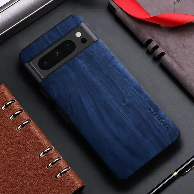 Funda de cuero con patrón de madera de bambú para Google Pixel 8, 7, 6, 5 Pro, 8A, 7A, 6A, 5A, 4A