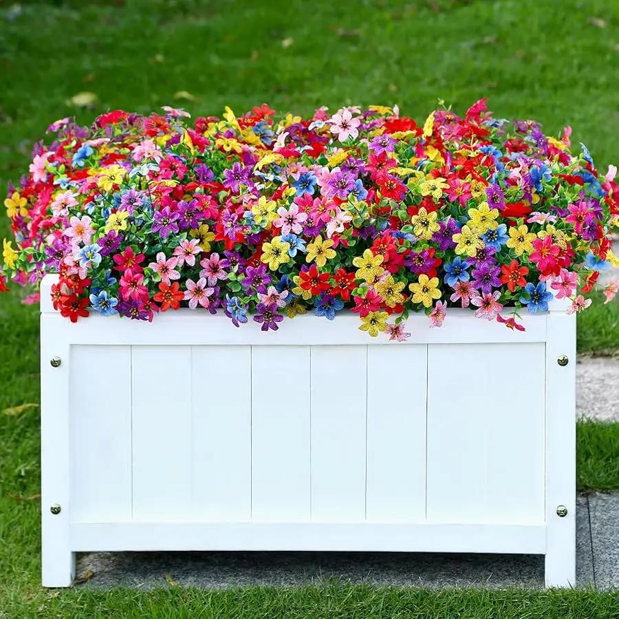 

Artificial Flowers for Outdoors Spring Decoration, Fake Silk Realistic Faux Plants UV Resistant for Outdoor Planter Porch Patio