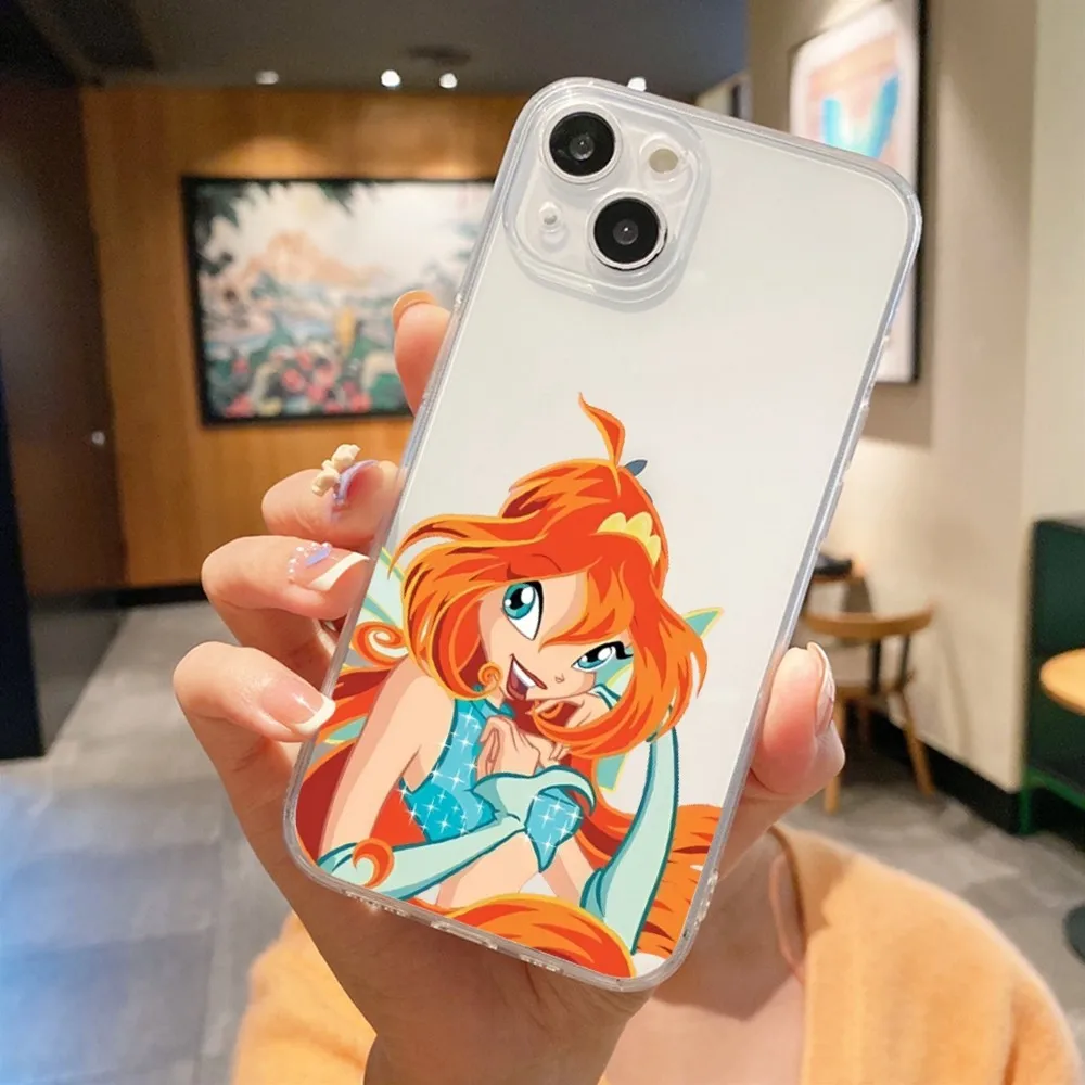 Girl W-Winx-Clubs Phone Case For Iphone 15 11 13 14 Pro Max 7 8 Plus X Xr Xs Max Se2020 12mini Transparent Cover