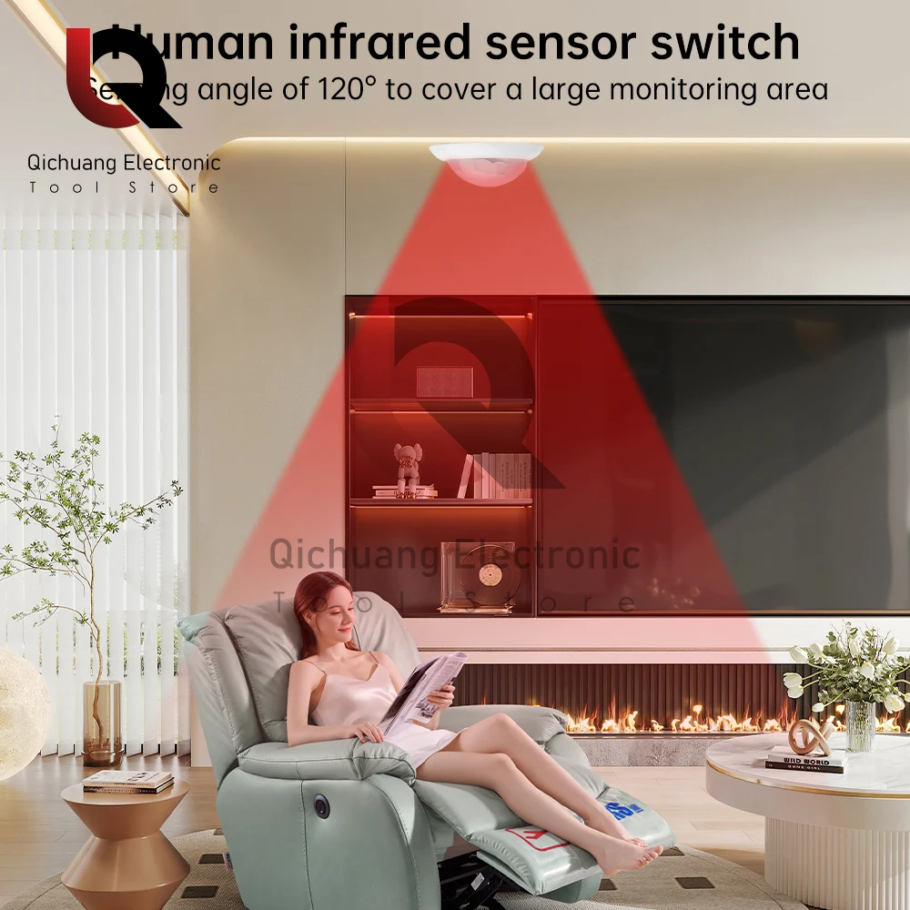 AC110-240V Automatic Sensor Light Switch LED PIR Embedded Human Infrared Motion Sensor Detection Night Light Indoor Outdoor