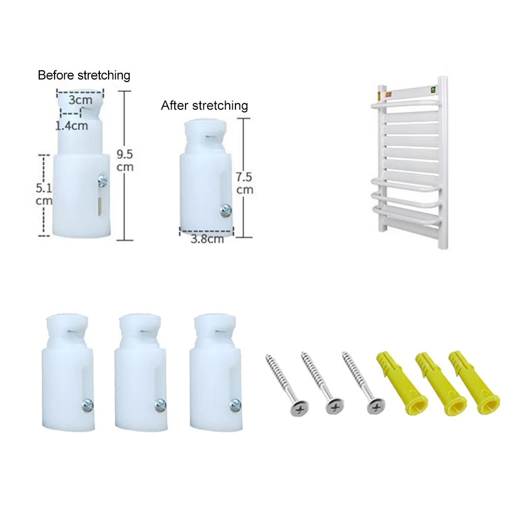 3pcs Towel Rail Radiator Brackets Heated Wall Fixing Mounting White Replacement Heated Radiators Brackets For 75mm To 95mm