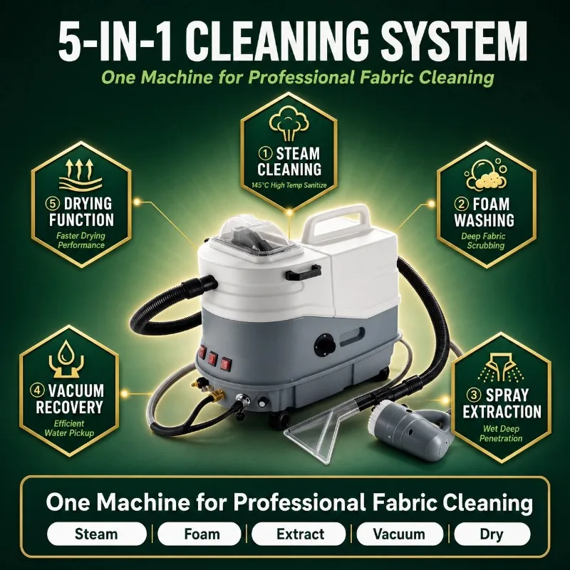 145℃ Steam Cleaning Machine Upholstery Sofa Cleaner Foam Extraction Vacuum System for Fabric Deep Cleaning