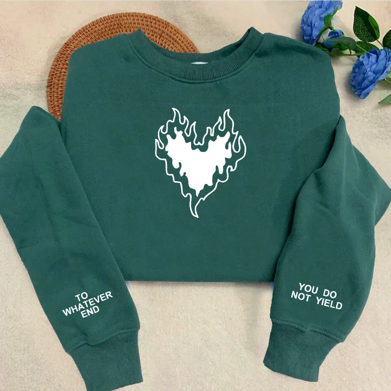 To Whatever End Fireheart Sweatshirt Women Acotar Court of Dreams Graphic Sweatshirts Bookish Velaris City of Starlight Sweat