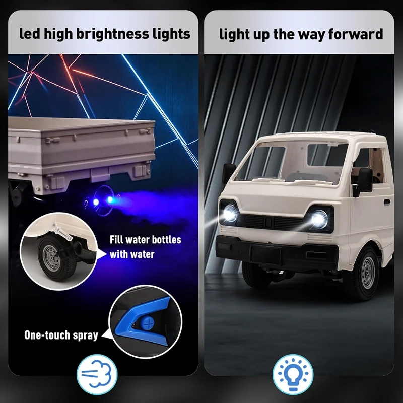 ใหม่ KF21 1:16 2.4 GHZ รีโมทคอนโทรลรถจําลอง Drift และปีนเขารถบรรทุกสเปรย์และไฟ LED ของเล่นสําหรับเด็กของขวัญ