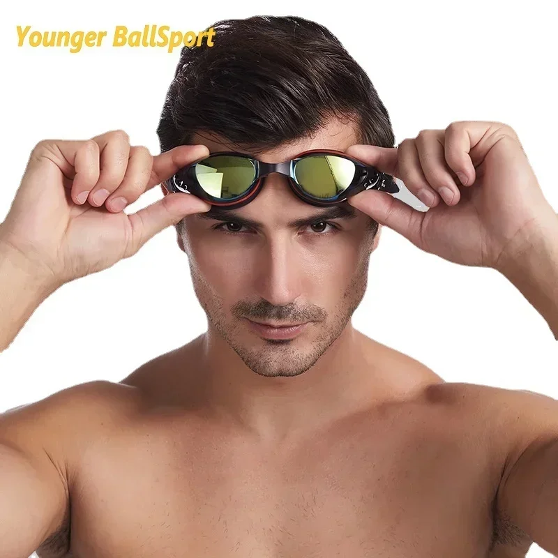 Myopia swimming goggles Professional Swimming Goggles Swimming Glasses with Earplugs Nose Clip Electroplate Waterproof Silicone