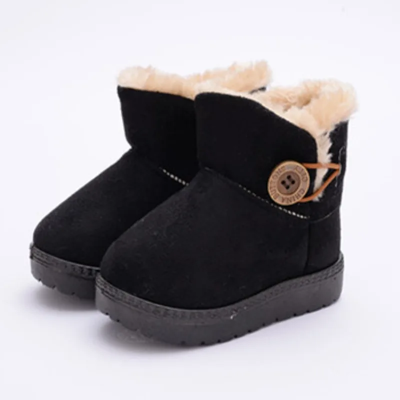 Shock‑Absorbing Waterproof Winter Kids' Soft Snow Boots Slip‑On Thick Warmth Children Boots Suede Non-slip Unisex Buttons Laces