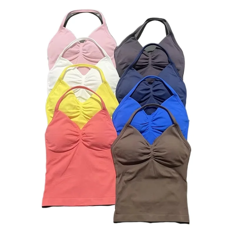 

Длинный топ на бретелях, женский спортивный бюстгальтер для йоги, укороченный топ без рукавов для тренировок, эластичная спортивная одежда для фитнеса, дышащий жилет, топы для спортзала