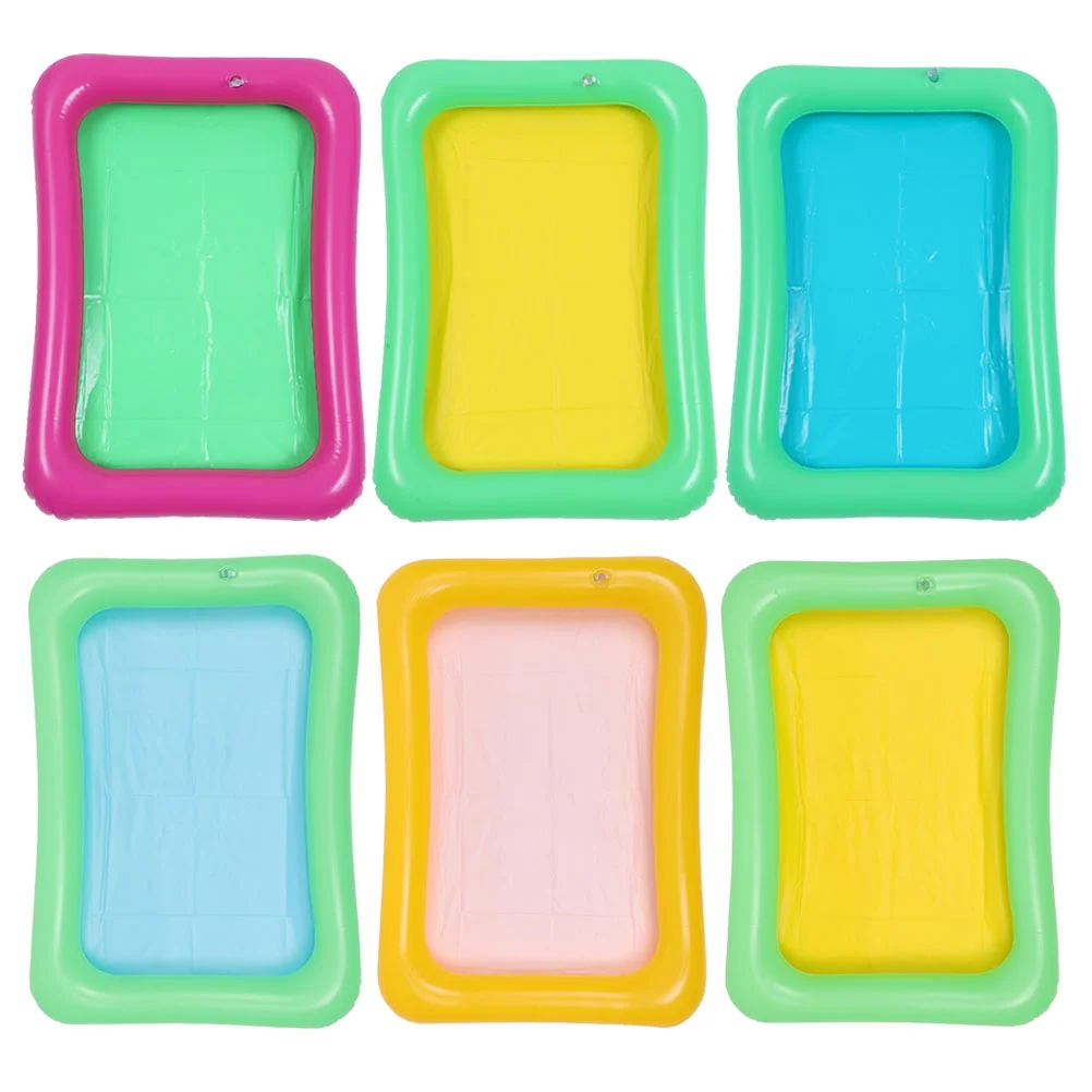 

6 Pcs Inflatable Ice Bar Sand Cooler Tray Buffet Pool Beverages Drink Holder Food Floating Square