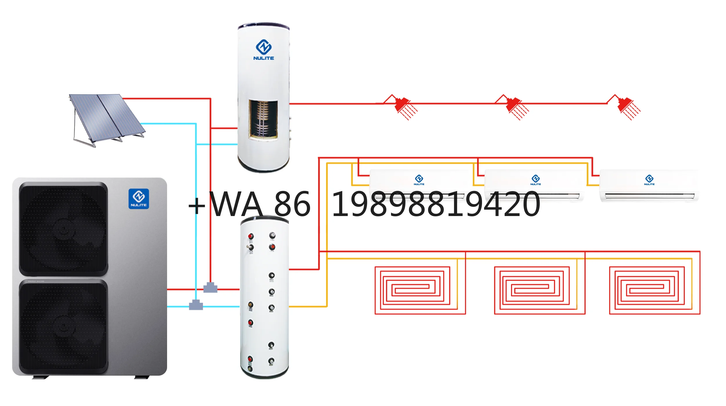2024 New Energy Saving Solutions Solar PV Heat Pump Photovoltaic Heatpump 20kw Heat Pump for Heating Cooling